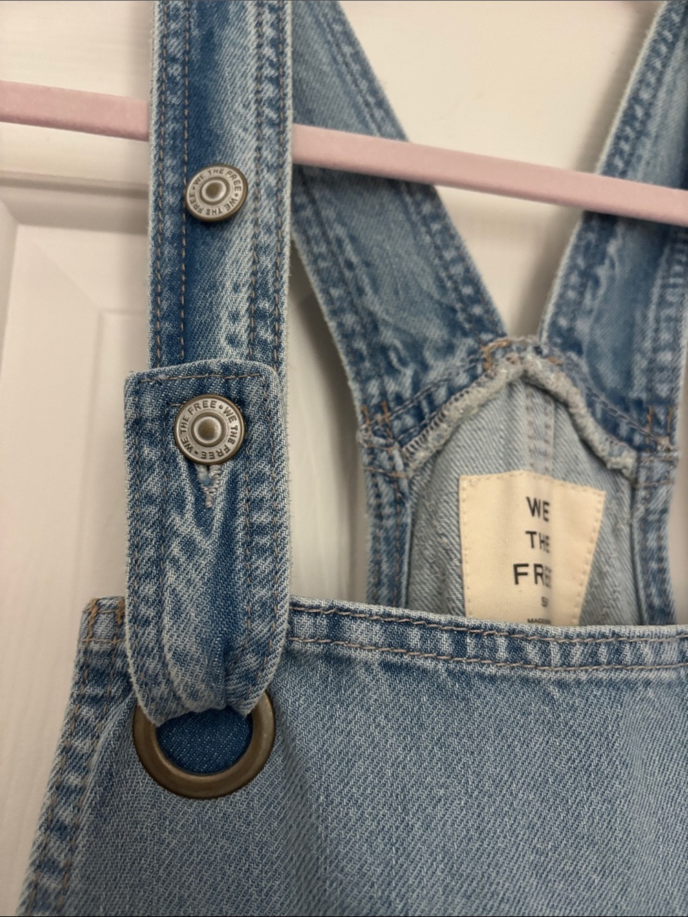 We the Free Light Blue Wide-Leg Denim Overalls -*Free People* size small Rambler - Picture 7 of 7